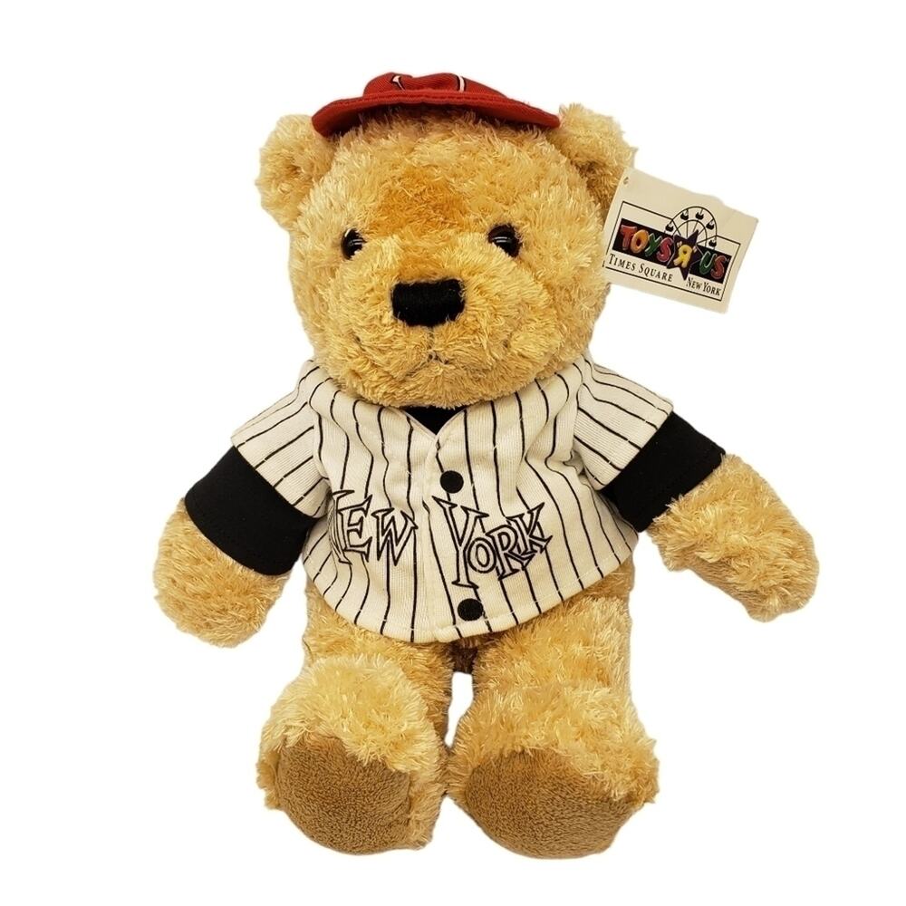 Vintage New York Yankees Teddy Bear with Red Baseball Hat